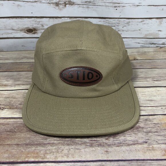 STIO Seal 5 Panel Adjustable Hat The Classics Yupoong Khaki Beige Outdoors Trail - Picture 2 of 9